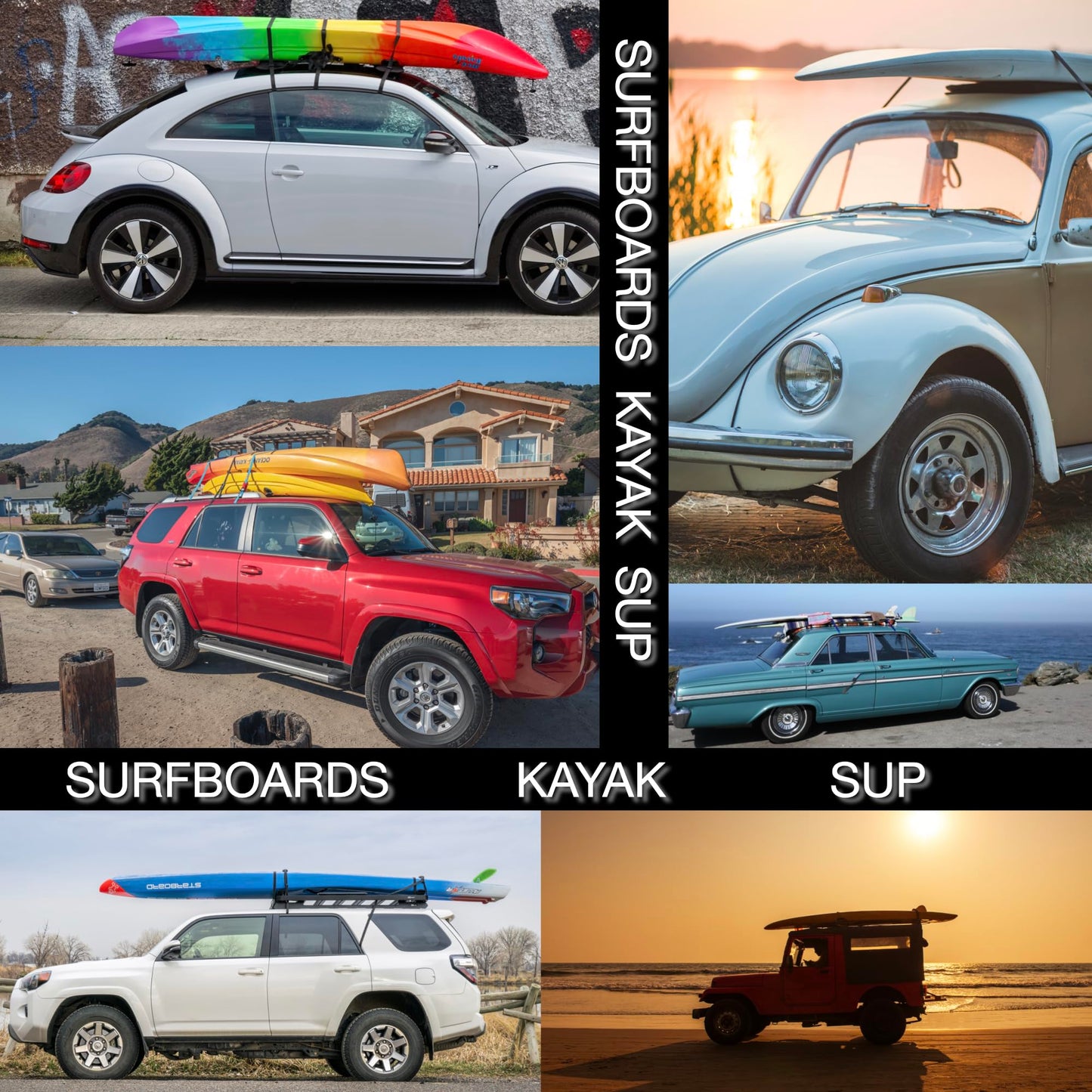 Universal Soft Roof Rack Pads for Kayak, SUP, Canoe & Surfboard