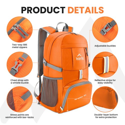 Venture Pal 35L Ultralight Lightweight Packable Foldable Travel Camping Hiking Outdoor Sports Backpack Daypack