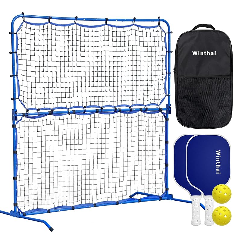 Pickleball Rebounder Net with Paddles Set for Solo Training – 5.8x2.7ft Pro Rebound Zone