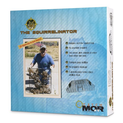 Rugged Ranch Squirrel Trap, Live Animal Catch & Release Cage, Squirrelinator, Black - Humane Indoor and Outdoor Catcher for Chipmunks and Squirrels