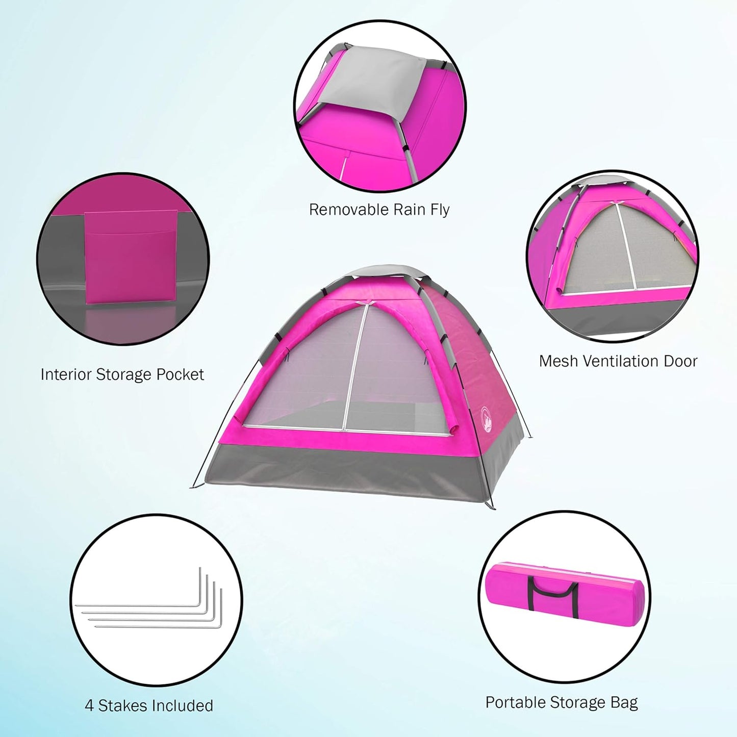 2-Person Dome Tent – Easy Set Up Shelter with Rain Fly and Carrying Bag for Camping
