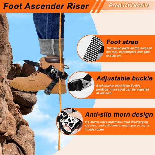 Foot Ascender Riser, The Foot Ascender for Mountaineering, Rock Climbing, Tree Climbing, Indoor and Outdoor Rock Climbing, Sturdy and Durable, Left Foot Ascender