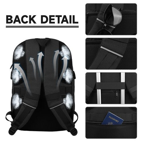 Travel Backpack, Large Carry on Backpack, 17 Inch Laptop Bag, Big Sturdy TSA-Friendly with USB Port College School Rucksack Bag, Gifts for Him Men Women, Black