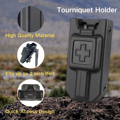 BESWON Tourniquet Holder with Upgraded Tactical Belt Clip, Molle Tourniquet Holster Case for C-A-T Gen 7 and Older, Tourniquet Pouch TQ Holder for Duty Belt
