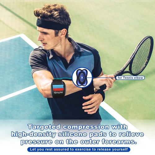 Gviipk Upgraded Tennis Elbow Brace for Men Women, Adjustable Golfers Elbow Support Strap Band for Tendonitis, Forearm Brace with Pressure Warning Design, Compression Pad for Forearm Tendon Pain Relief