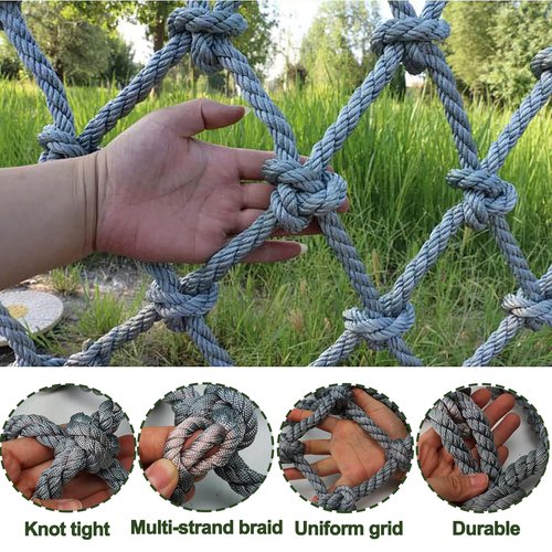 HSXMY Climbing Cargo Net for Adults and Kids Outdoor Heavy Duty Climbing Net Rope Ladder Playground Safety Net for Treehouse Accessories Stair Balcony Railing Protection Net,6.6x29.5ft