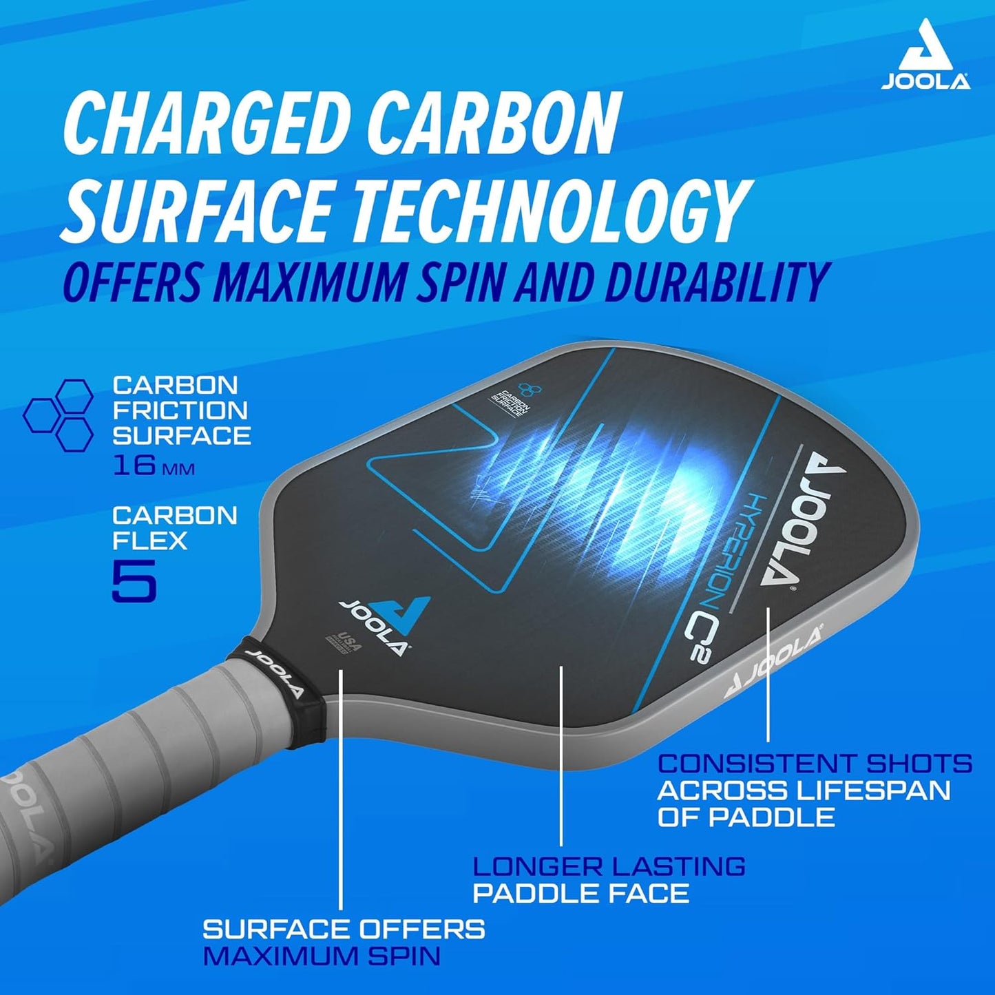 JOOLA Professional Pickleball Paddles – Charged Surface Technology for Power & Feel – Select Perseus or Hyperion Shape – Fully Encased Carbon Fiber – USAP Approved – Well Balanced w/Pop & Control