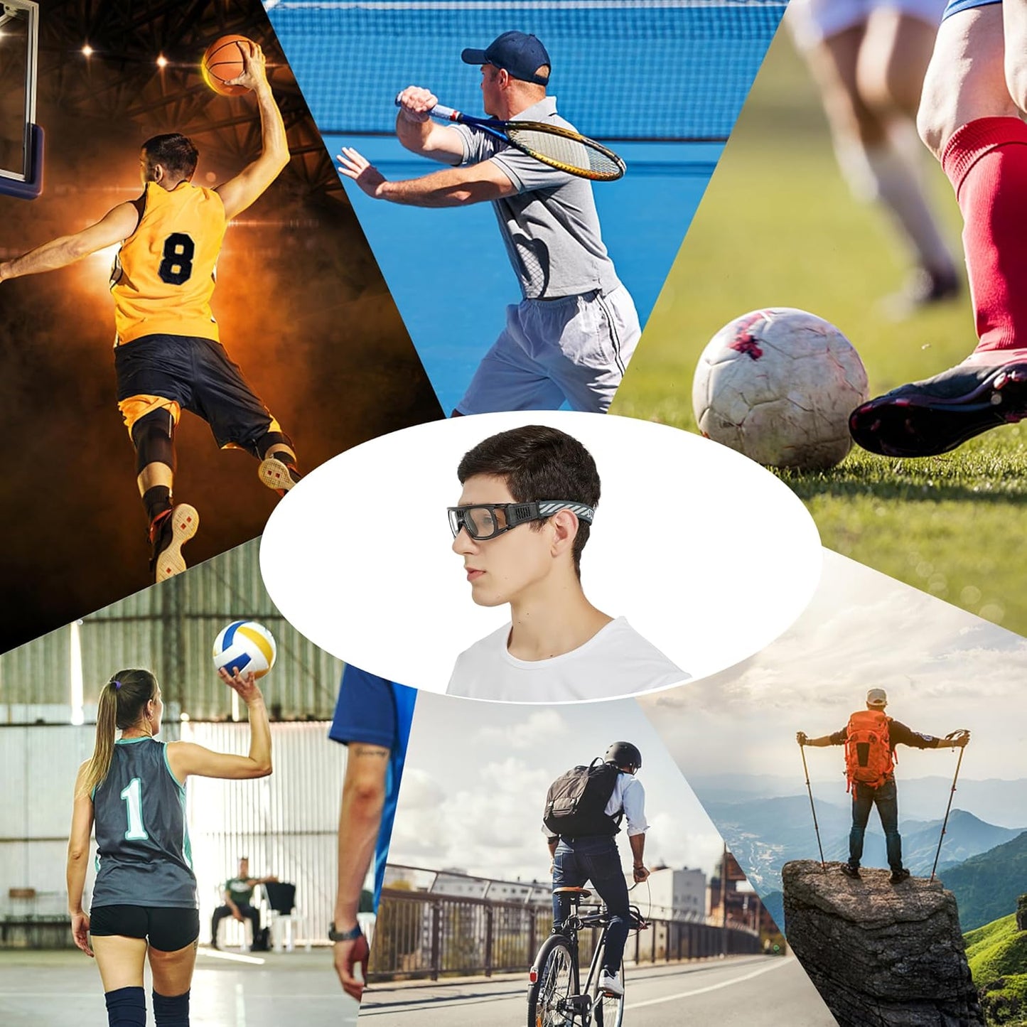 "N/A" Sports Goggles Glasses Men Racquetball Basketball Football Eyewear Protective Glasses Shock Collision Lens Replaceable