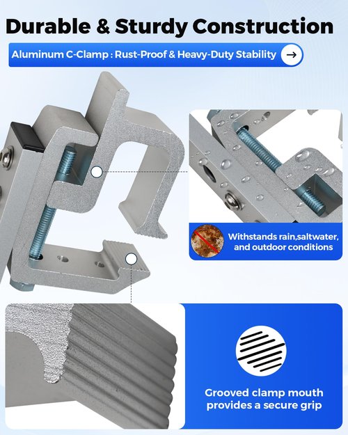 SPIRRELAB Aluminum Fishing Rod Holder for Truck Bed Holds 4 Fishing Rods Truck Bed Fishing Rod Holder for Pickup
