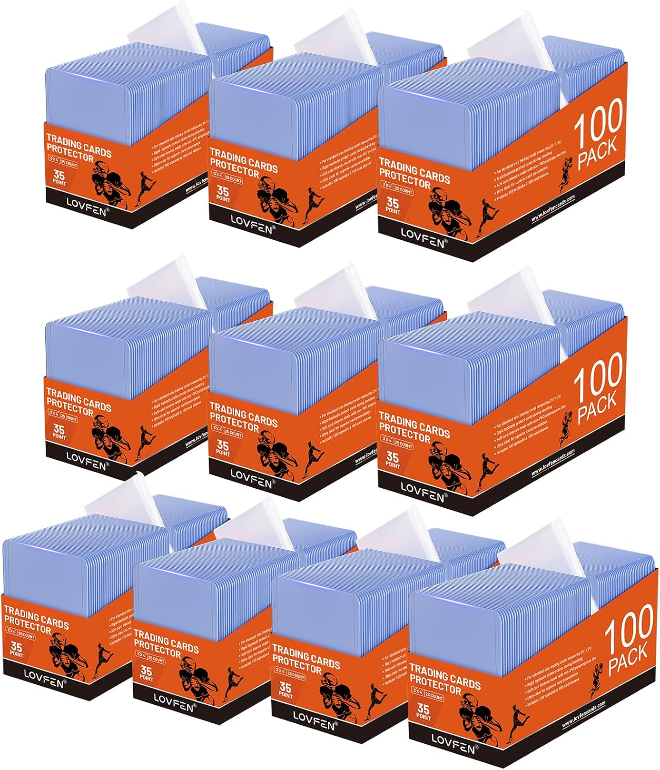 200 Toploads for Cards & Penny Sleeves 35PT Hard Plastic Card Holders 3x4 Baseball Card Protectors for TCG Sports Football Collectible Cards