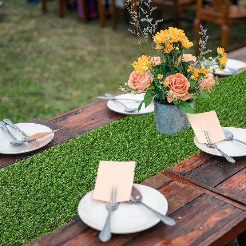 GLOBREEN Artificial Grass Table Runner 36 Inches for Golf Sport Themed Party Table Centerpiece Birthday Baby Shower
