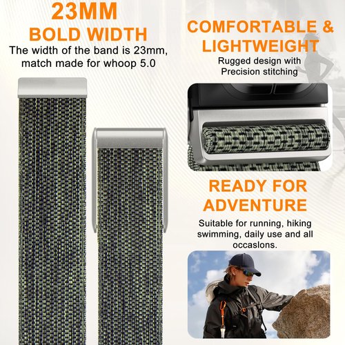 omee Nylon Sport Band Compatible with Whoop 5.0 Bands One, Peak and Life, Breathable Nylon Adjustable Waterproof Replacement Wristbands Straps for Whoop Band 5.0 – Not Compatible with Gen 4