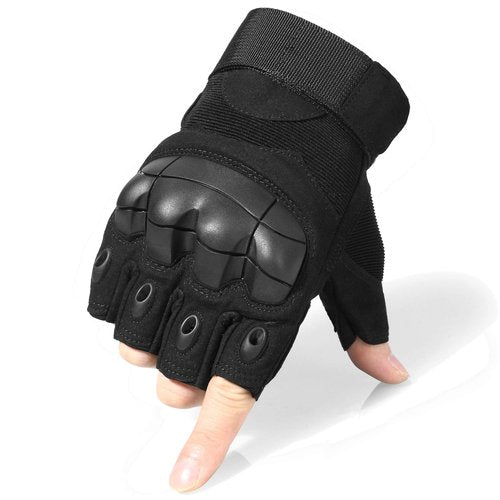 WTACTFUL Tactical Gloves Fingerless Half Finger Gloves for Driving Paintball Airsoft Riding Motorcycle Motorbike Hunting Cycling Work Men Women Size Medium Black