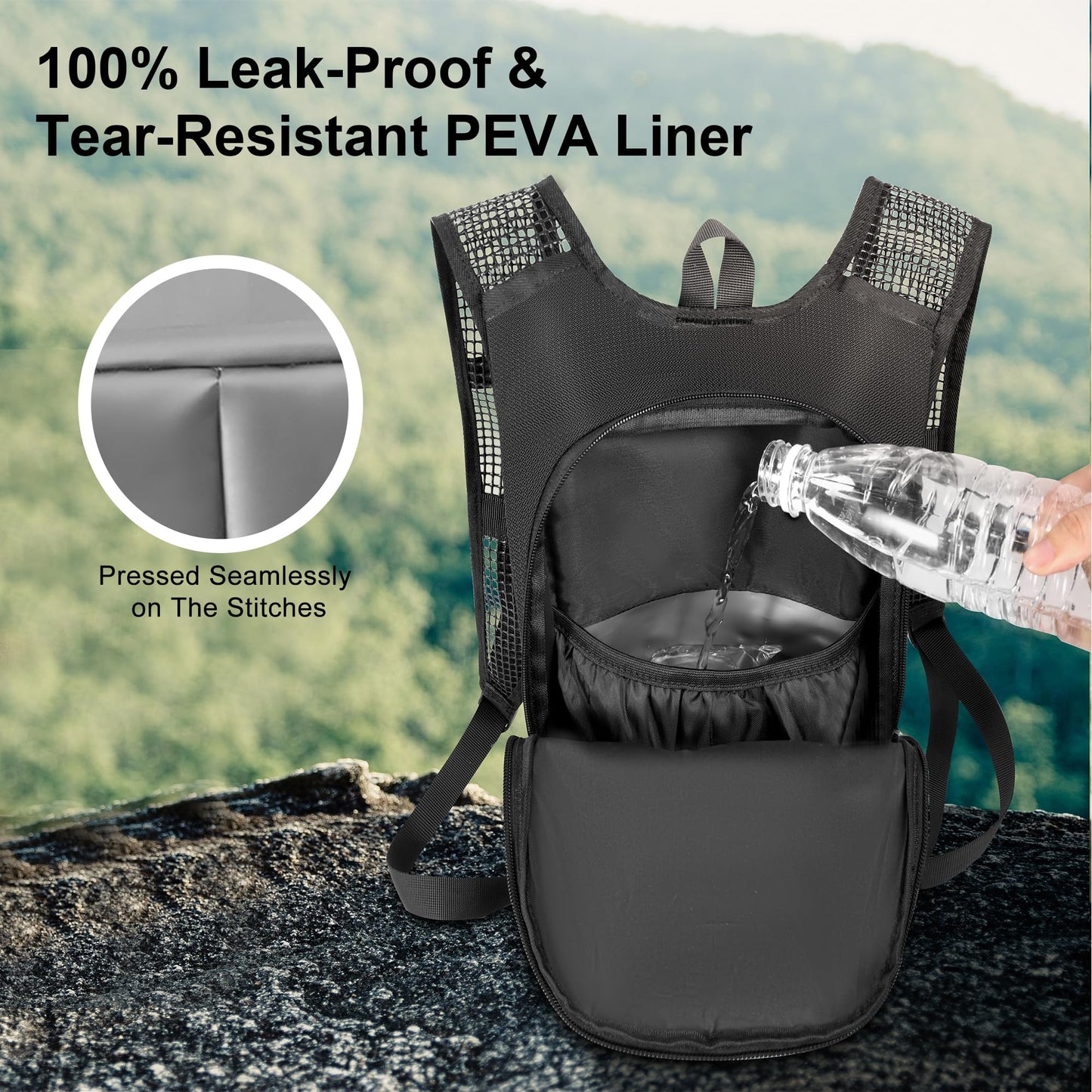 Hydration Backpack - Lightweight Water Backpack with 2L Water Bladder Bag, Running Hydration Vest Backpack for Men Women, Hydration Pack for Hiking, Cycling, Climbing MIYCOO (Black Gray, 10L)