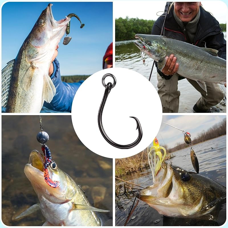 9KM DWLIFE Circle Hooks – 4X High Carbon Steel Ringed Fishing Hooks (Variation 1#)