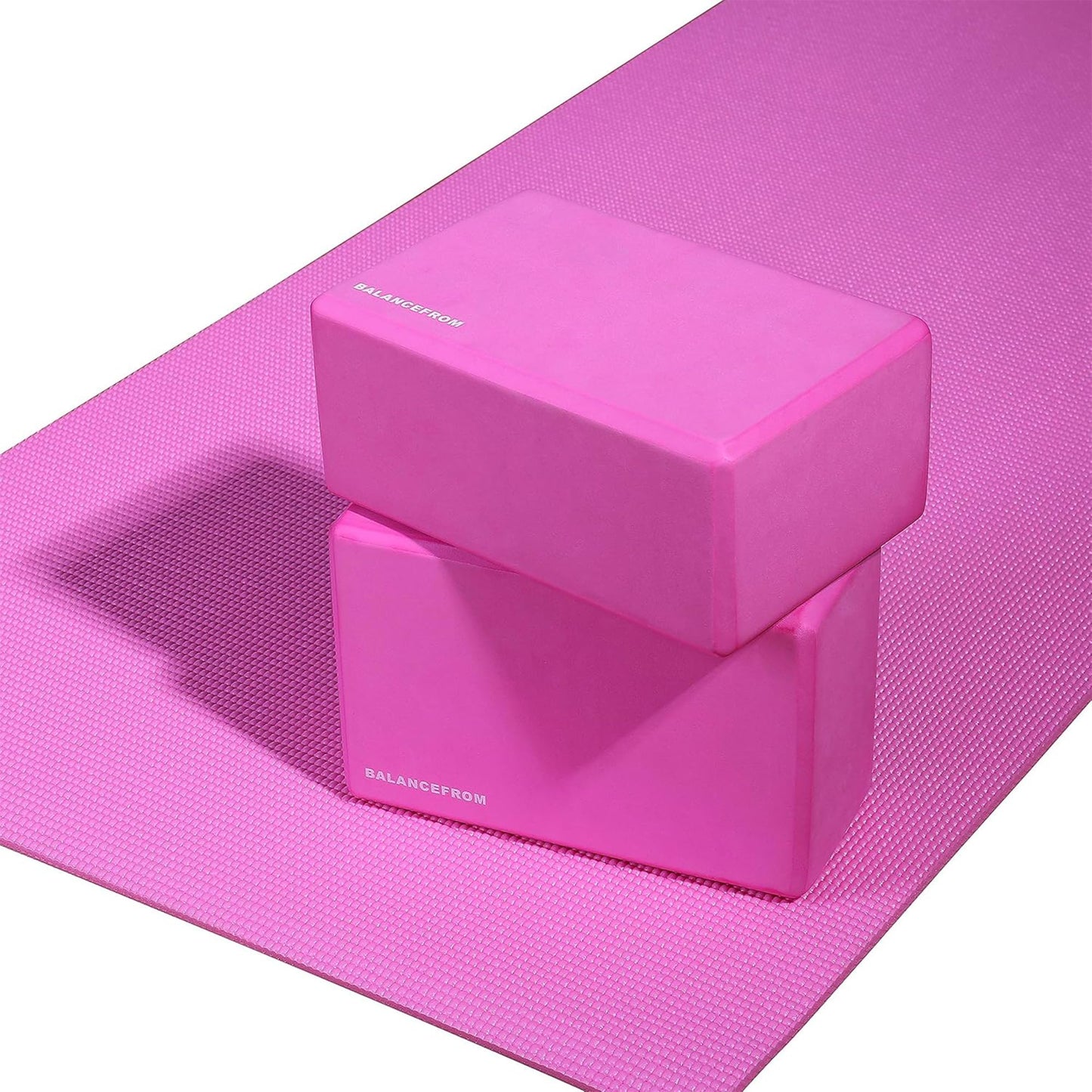 Fitvids 1/4-Inch High Density Thick Non Slip Yoga Mat with Knee Pad and Carrying Strap for Workout, Pilates, Gym Home Exercise, Pink