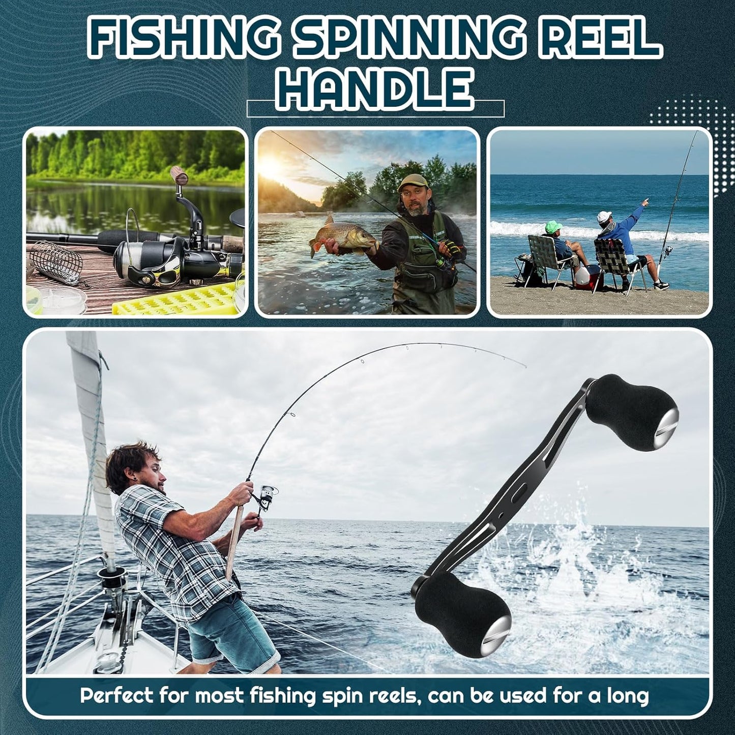 2 Pcs Fishing Reel Handle, Replacement Fishing Baitcaster Reel Handle Rocker with EVA Handles Grip Compatible with Abu Garcia Baitcasting Reels Parts, Left or Right Side Installation