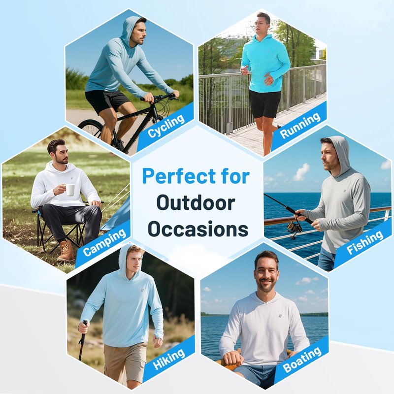 Runhit UPF 50+ Fishing Shirts for Men Long Sleeve UV Sun Protection Hoodie Outdoor Workout Hiking Running Rash Guard Lightweight Quick Dry Dark Green L