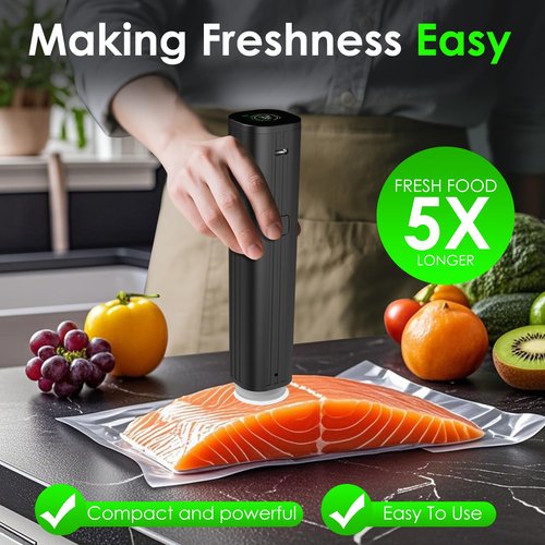 Vacuum Sealer, Portable handheld Vacuum Sealer, (Portable Food Sealer + 30 Reusable Vacuum Bags) With LED pressure display, 2-Speed Pressure Control (60/80 Kpa)