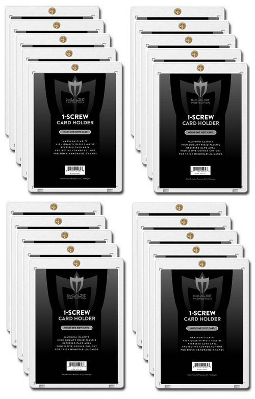 (20) Max Pro 1 Screw Card Super Thick Holder - 120 Pt. Jersey or Memorabilia Card Screwdown - Baseball, Football, Basketball, Hockey, Golf, Single Sports Cards Sportcards Card Collecting Supplies