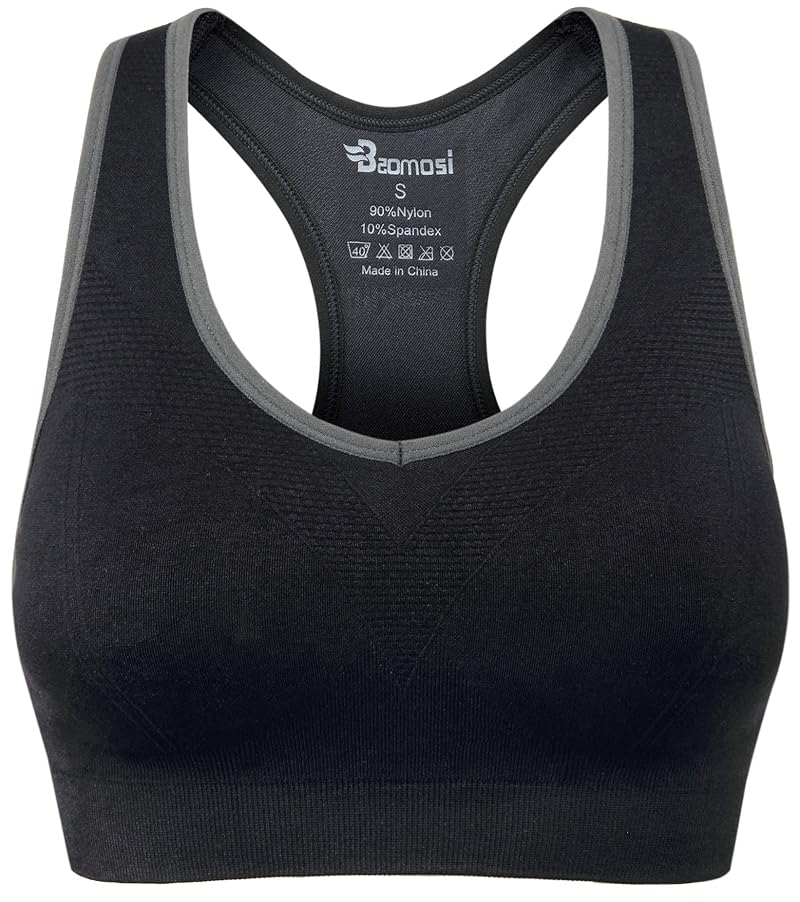 High-Impact Women’s Seamless Racerback Sports Bra 5-Piece (Black/Blue/Grey/Purple/Rose Red) Medium
