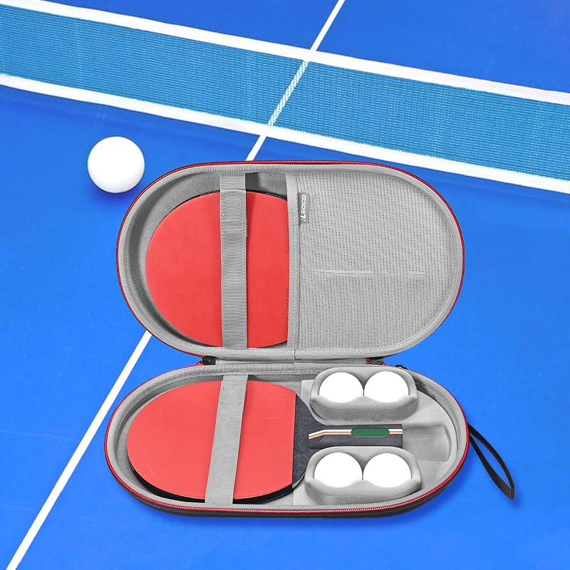 RLSOCO Black Ping Pong Paddle Case – Holds 2 Paddles & 4 Balls, Hexagon Cyber Shape