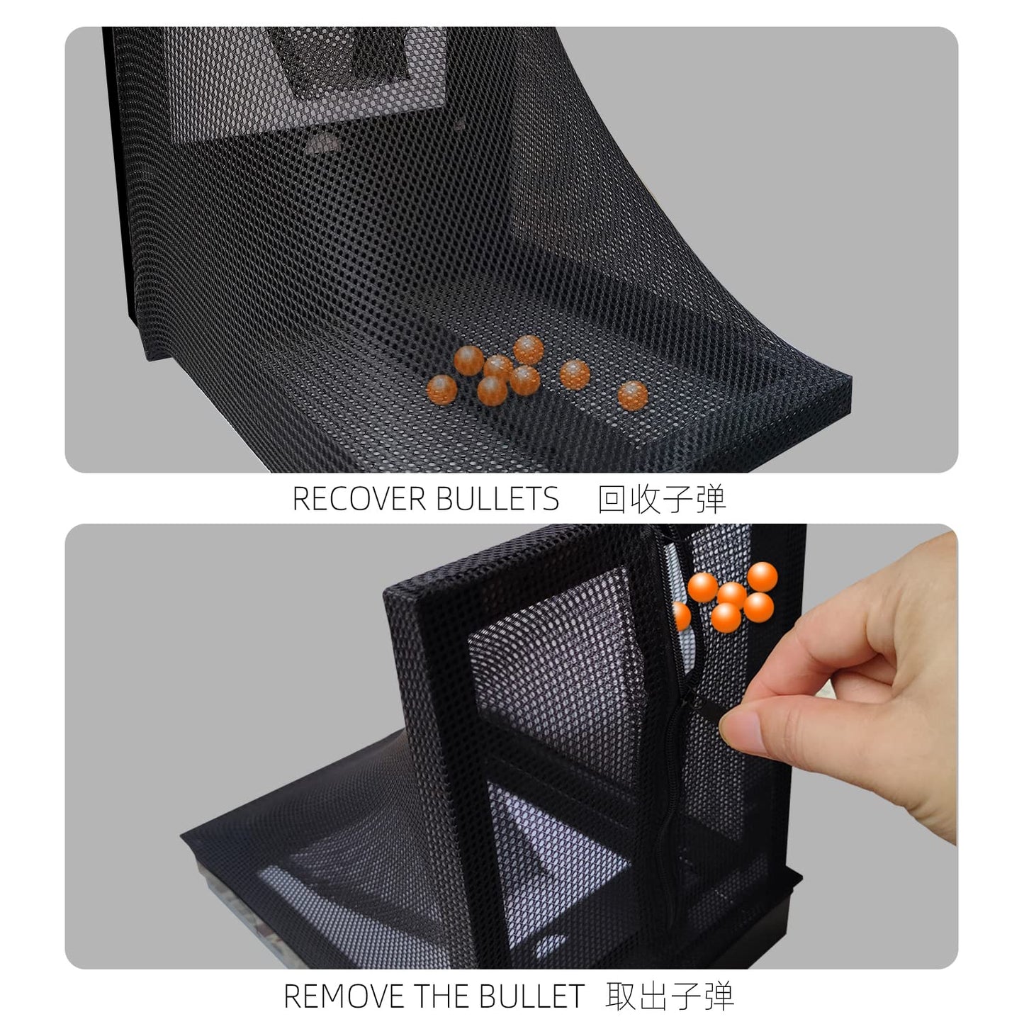 JRZDFXS Airsoft Target with Trap Net Catcher, Stand and Paper Target, for Airsoft Gun Training Shooting BB Pellets Indoor Outdoor