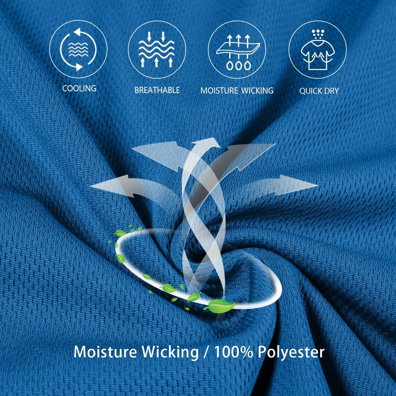Men's Golf Polo Shirts Short Sleeve Dry Fit Moisture Wicking Performance T Shirts Athletic Casual Golf Collared Shirt Blue L