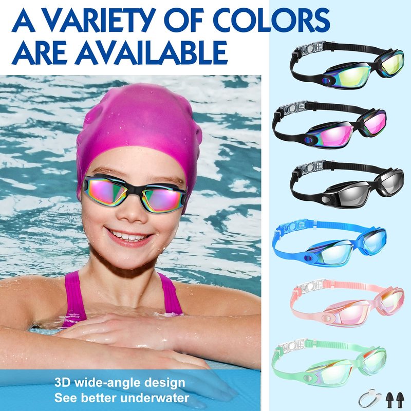 Flutesan 6 Pcs Swim Goggles Swimming Equipment Swimming Goggles Sport Swimming Goggles for Women Men Adult Youth (Bright Color)