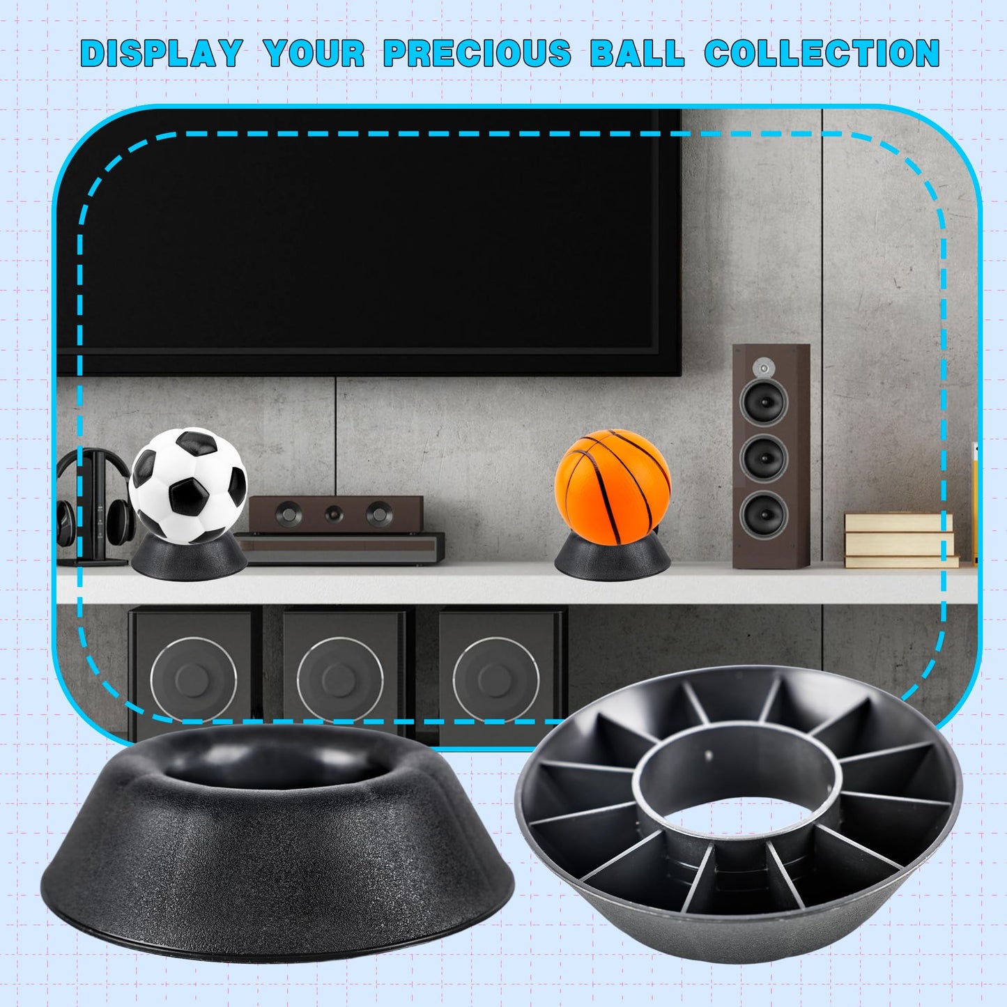 10 Pack Black Bowling Ball Cup Stand Plastic Bowling Ball Holder Ring Sports Ball Cup Display Stand for Softball Bowling Basketball Football Volleyball Souvenir Base Stand