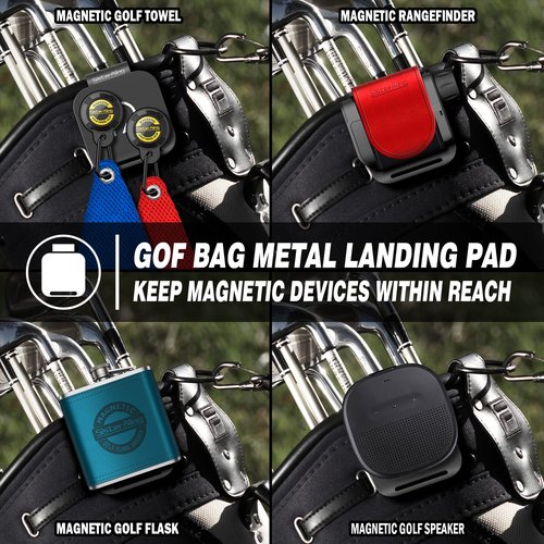 SisterAling Metal Landing Pads for Magnetic Golf Towel, Rangefinder, Flask, Speaker - Quick Access to Magnetic Equipment and Accessories - Gift for Golfers - US Patent