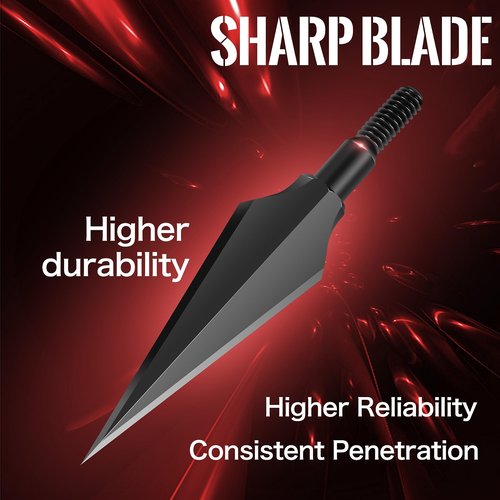 SUNYA Broadheads 150 Grain Steel Archery Arrow Tips for Compound, Recurve Bow & Crossbow, Traditional Screw-in Arrow Heads for Arrows, Pack of 12 in a Storage Case