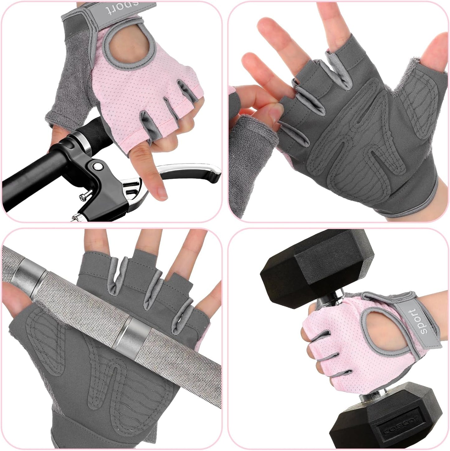 1 Pair Workout Gloves for Women Gym Breathabl Weight Lifting Gloves Women Fitness Female Full Protection Glove for Gym Exercise Cycling Pull Climbing Rowing with Excellent Grip and Cushion Pads (Pink)