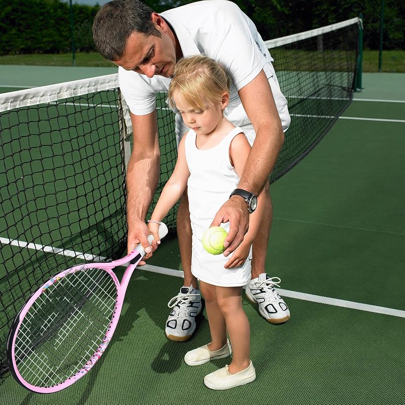 Kids Tennis Racket 19 Inch Pink - Lightweight Junior Tennis Racquet for Ages 3-12 with Cover