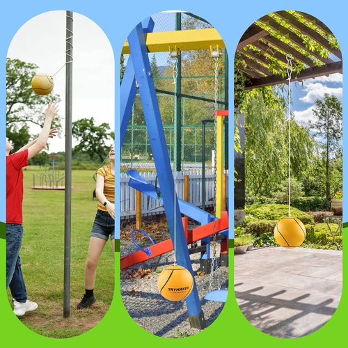 Trymaker Tetherball, Tether Balls and Rope Set, Replacement Tetherball for Kids and Adults Backyard Outdoors