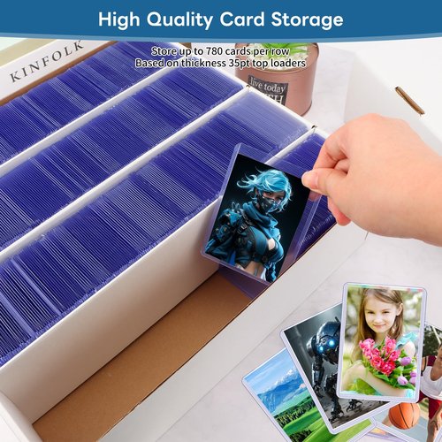 HIMOMO Trading Card Storage Box 3120 Count Collector Cards Box White Sports Card Storage Boxes Card Sorting Tray Cases Cards Collection Trading Cards Box for Soccer Basketball Cards(4 Set)