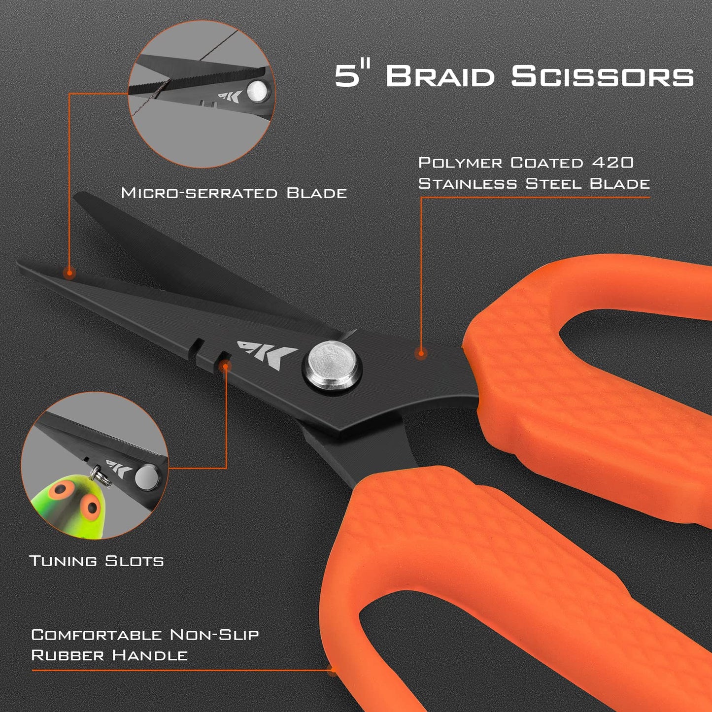 KastKing Cutthroat 7.5-inch Braid Scissors and Pliers Set - Saltwater Resistant Fishing Gear, Line Cutter, Hook Remover, Fishing Tool Set, Gift for Men