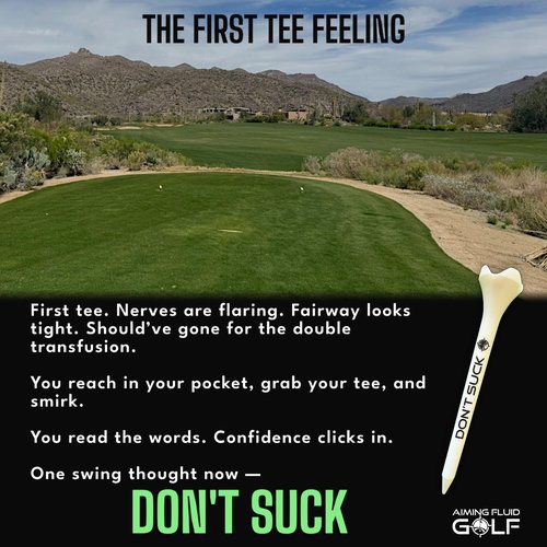 Don't Suck Golf Tees 2 ¾” – 50 Pack Durable Plastic 4-Prong Funny Golf Tees with PureFlight Tech – Low Resistance for Straighter, Longer Drives I Golf Gift – Reusable Tee Pouch Included