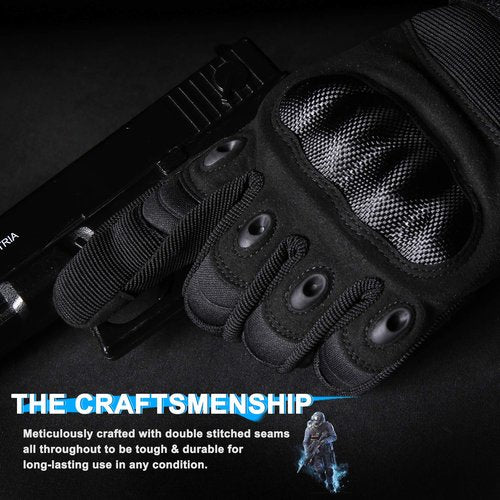 WTACTFUL Touchscreen Motorcycle Tactical Gloves for Men for Airsoft Paintball Cycling Motorbike MTB Bike ATV Hunting Hiking Riding Work Outdoor Sport Work Gloves Black Large