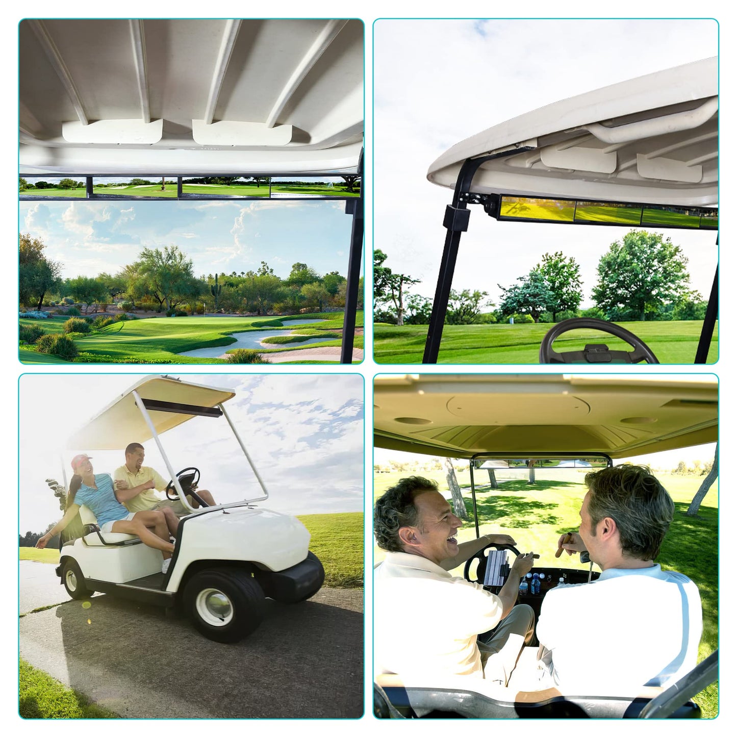 10L0L Golf Cart 4-Panel Wide Angle Rear View Mirror - Universal Fit for Yamaha, Club Car, EZGO, Eliminate Blind Spots