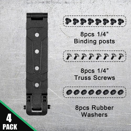 JR 3" Molle Clips 4-Pack, Molle Attachment Clips with Mounting Hardware for Vests, Backpacks, Pouches, Holsters, Locking Belt Clips Black, 3'' Clip Adapter (Pair with Mounting Hardware)