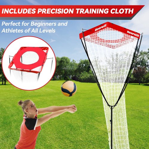 Volleyball Setter Trainer Net,Volleyball Training Equipment Adjustable Angle Height 8-13 FT Setter Net,Indoor Outdoor Volleyball Practice Net System for Serving, Spiking and Setting