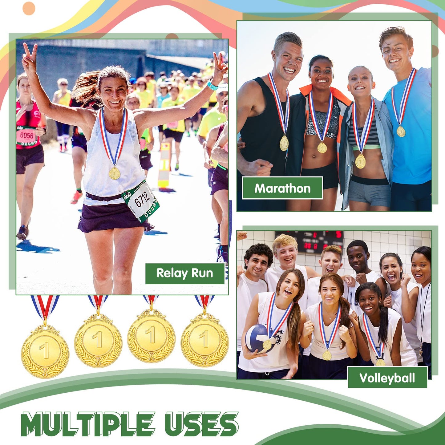 Yinkin 24 Pieces 24/36/48 Pack Gold Award Medals, Kids 1st Place Medals