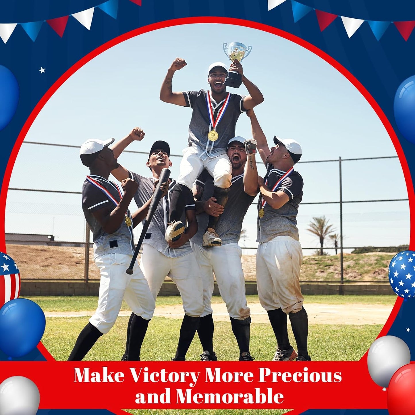 12 Pcs Baseball Medals for Award Golden Metal Medals for Kids Boys Adults Medals with Neck Ribbons Favors Competitions, Sports Events, Baseball Game Sports, Baseball Party Favors, 2 Inches