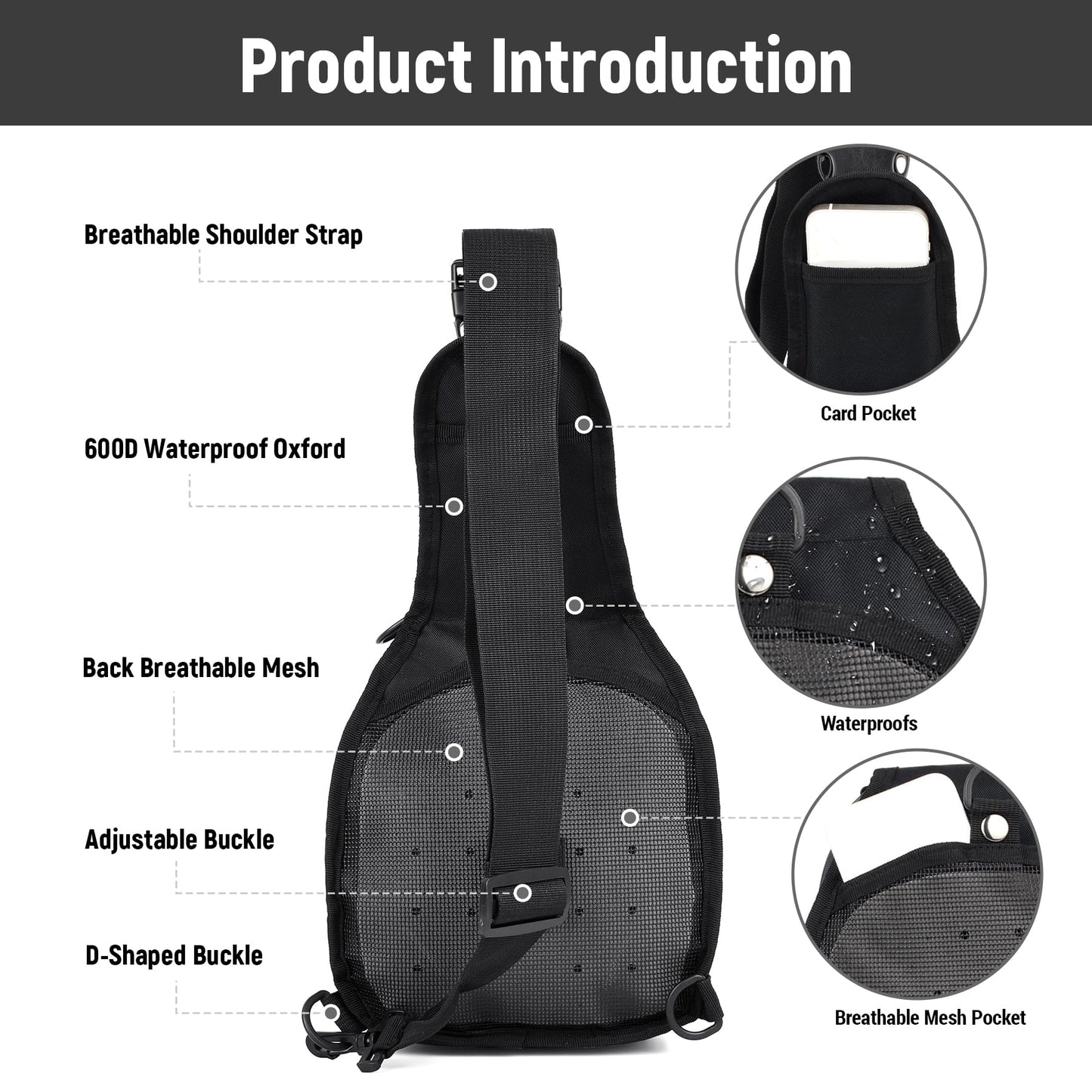 JUMAHE 8L/25L Tactical Sling Bag, Crossbody Bag for Men Outdoor, Military Backpack EDC Shoulder Bag for Every Day Carry (Black)