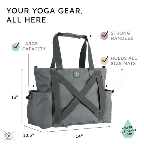 Premium Yoga Mat Bag with Convertible Backpack Straps, Multiple Pockets, and Secure Zipper Closure (1, Grey) Great for Pilates, the Gym, Travel