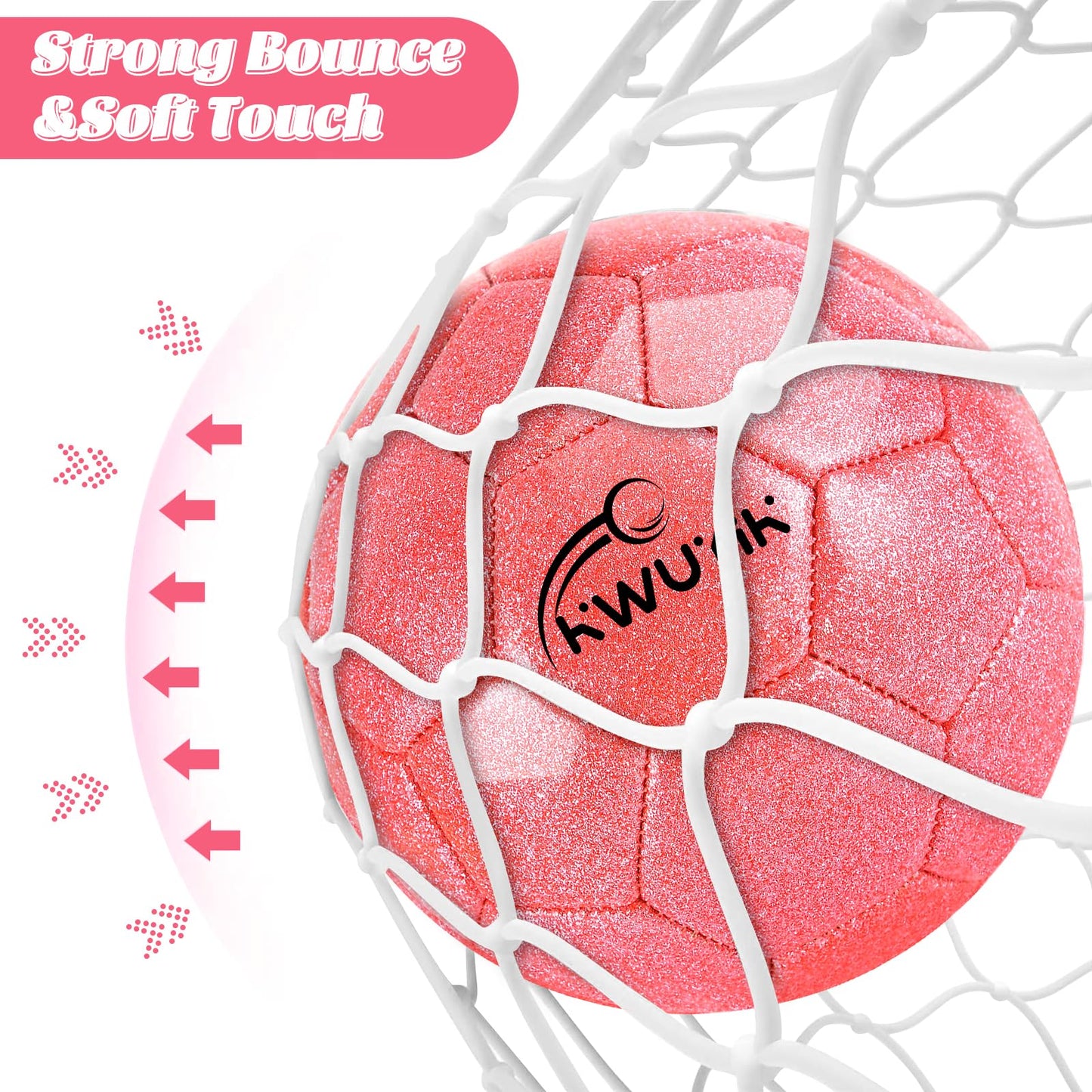 2 Pcs Pink Mini Soccer Goals Set 2x1.5x1.5ft Indoor Soccer Nets for Kids with Size 2 Toddler Soccer Ball Foldable Net Toy with Pump for Children Boys Girls Backyard (Pink)