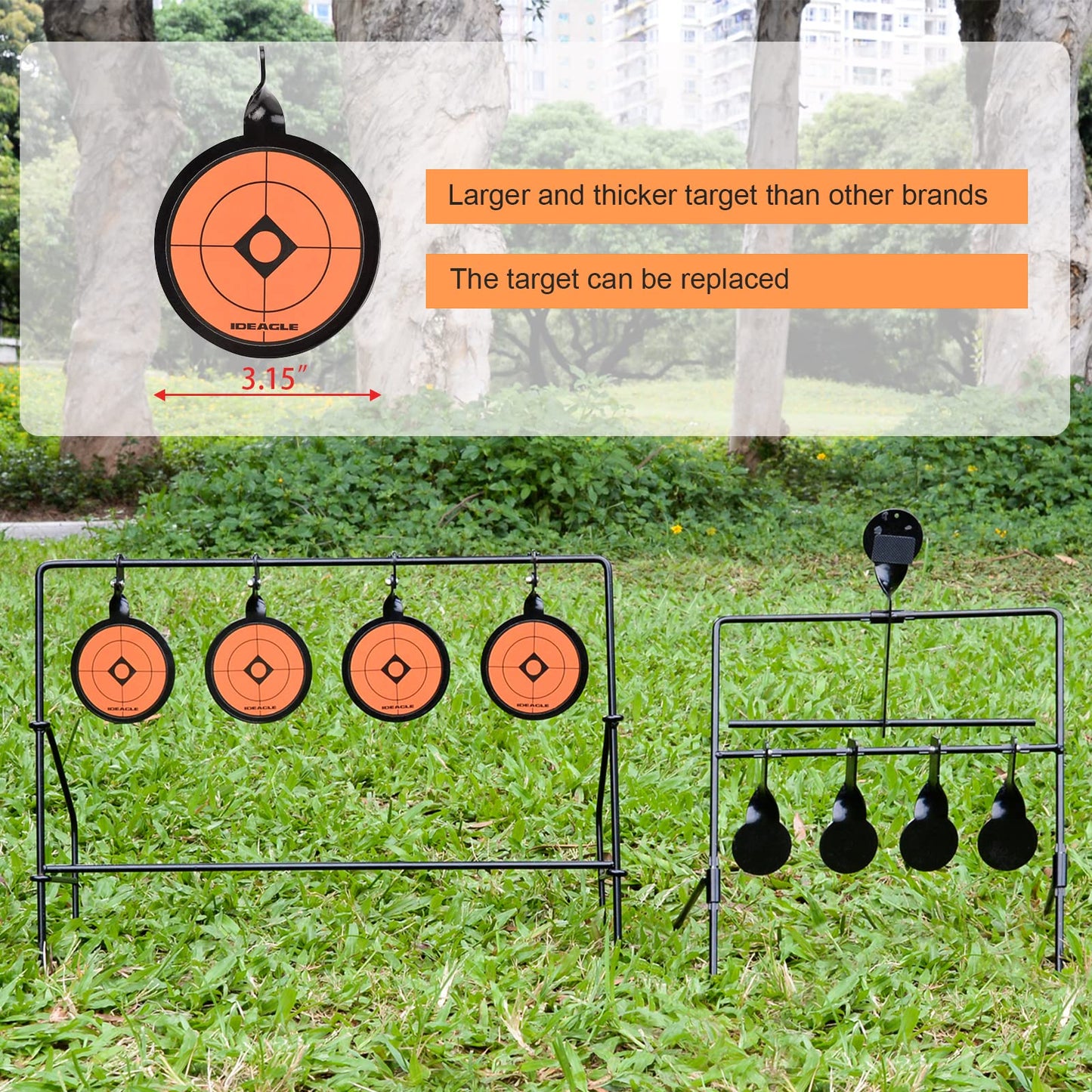 Ideagle BB Gun Targets for Backyard, Heavy Metal Auto Spinning Targets for Shooting, Airsoft Target Pellet Gun Targets for .177 .20 Caliber