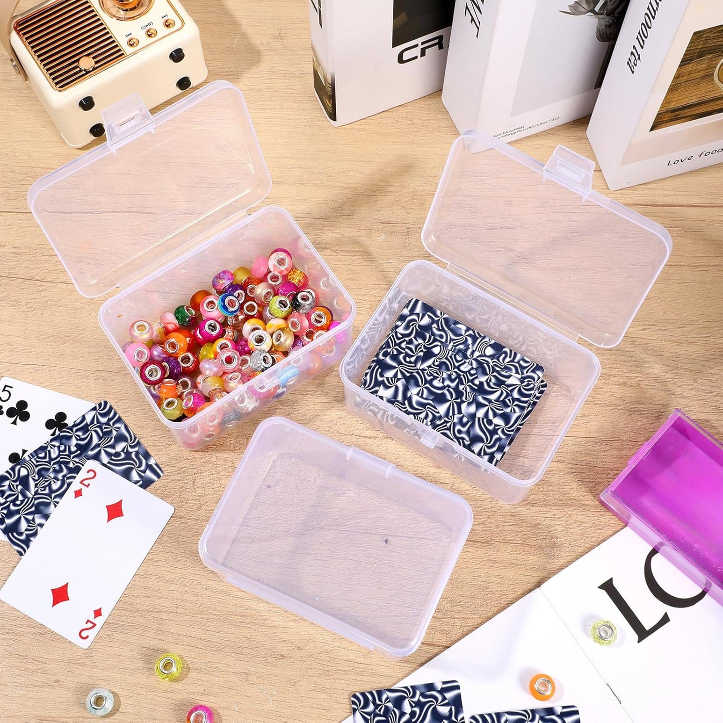 10 PCS Clear Playing Card Case, 4.7 X 3.34 X 2.55in Plastic Playing Card Storage Box, Snaps Closed Cards Game Storage Box for Game Cards, Puzzle, Chess Pieces, Jewelry, Bead