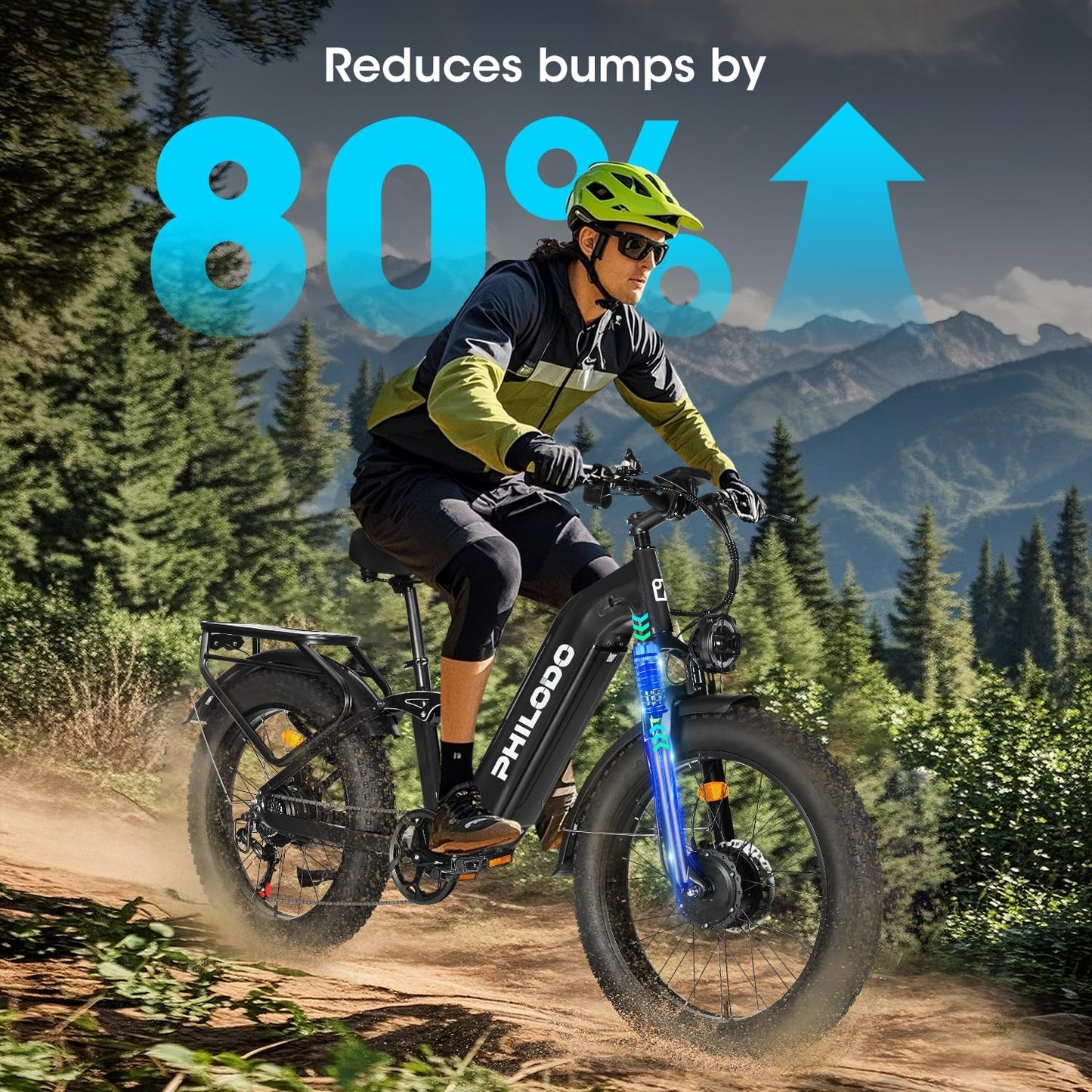 PHILODO Falcon 60V 32AH Off-Road Electric Bike 45MPH - 5000W Peak Dual Motor Hunting Ebike, Fat Tire Full Suspension Dirt Bike for Adults, Long Range Snow/Sand Electric Bicycle